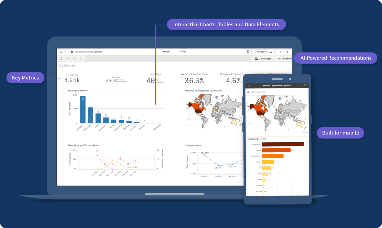 Image of Qlik Sense for  HR Data Analytics platform Dashboard